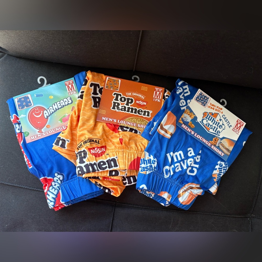 3pk Men’s Lounge Shorts  - Airheads, Top Ramen, White Castle